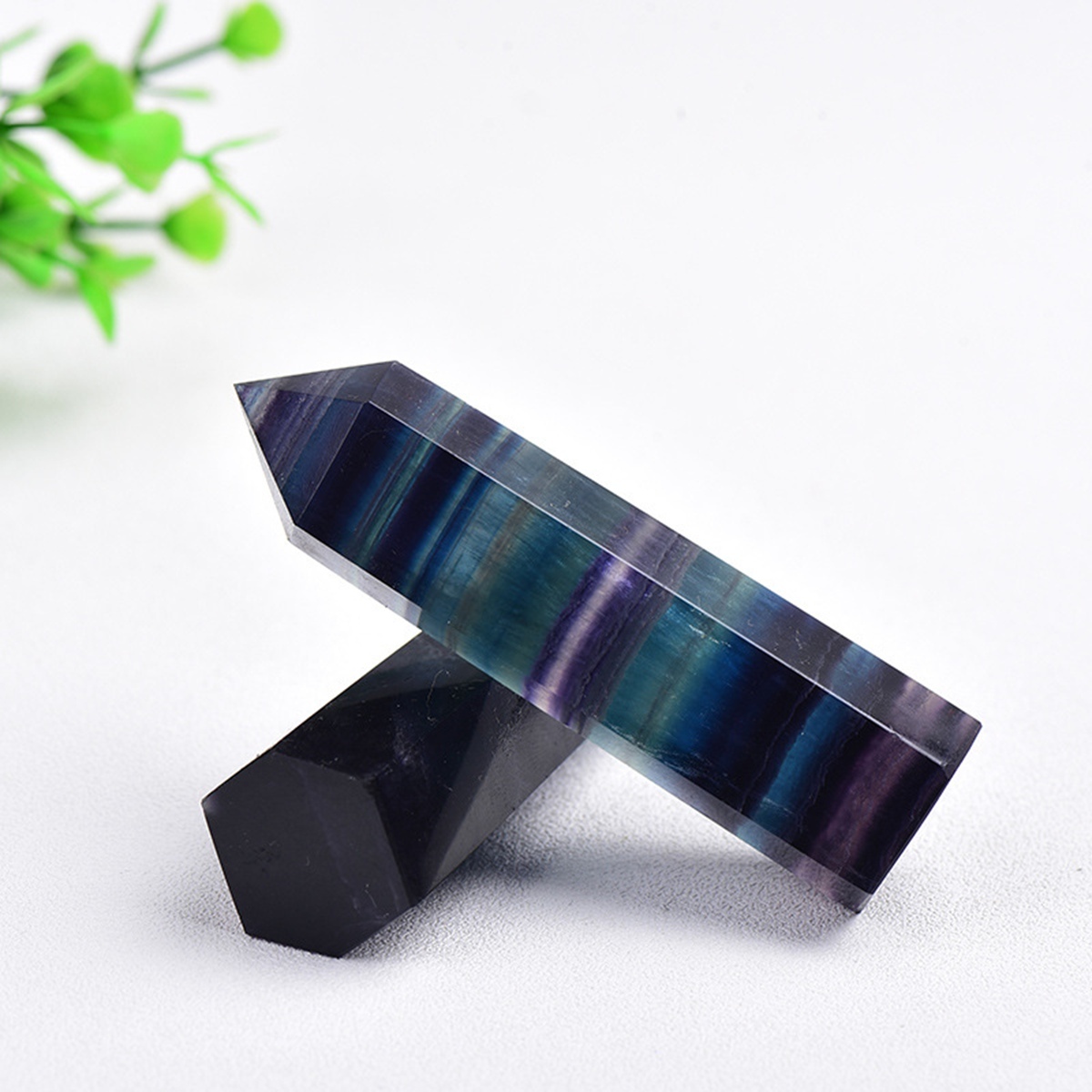 Rainbow Fluorite Single Pointed Hexagonal Prism Beads Ornament