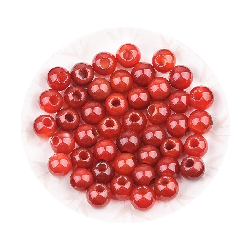 Big Hole Loose Round Gemstone Beads for Making Jewelry