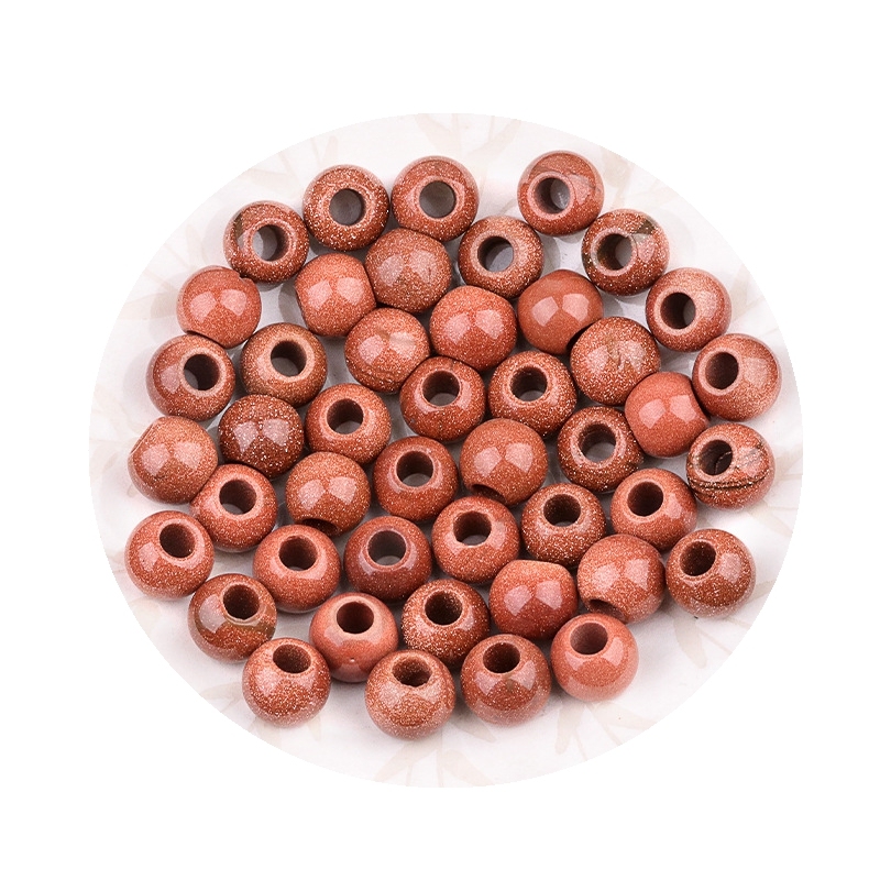 Big Hole Loose Round Gemstone Beads for Making Jewelry