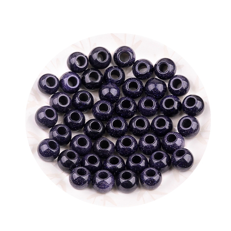 Big Hole Loose Round Gemstone Beads for Making Jewelry