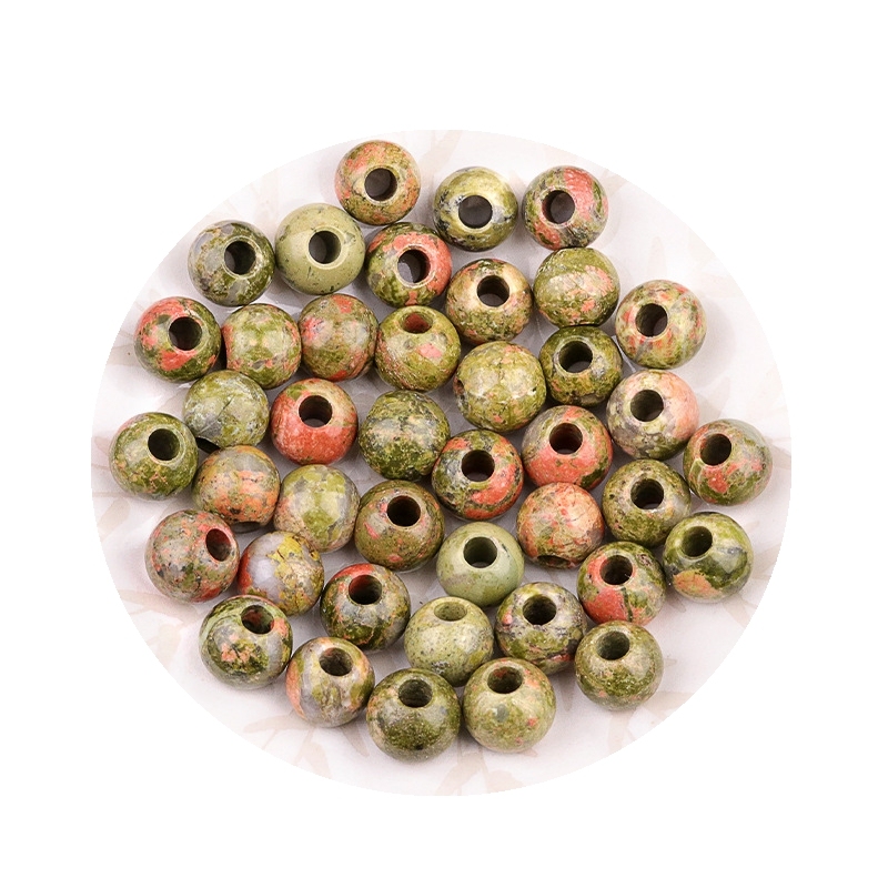Big Hole Loose Round Gemstone Beads for Making Jewelry