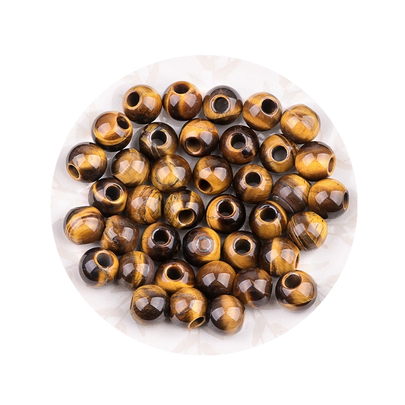 Big Hole Loose Round Gemstone Beads for Making Jewelry