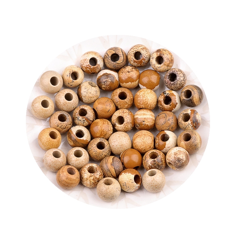 5MM Big Hole Loose 14MM Round Gemstone Beads for Making Jewelry