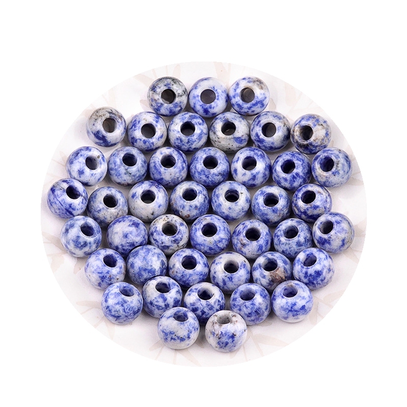 5MM Big Hole Loose 14MM Round Gemstone Beads for Making Jewelry