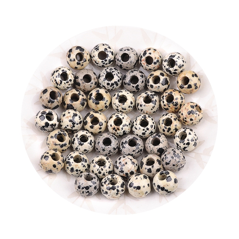 Big Hole Loose Round Gemstone Beads for Making Jewelry