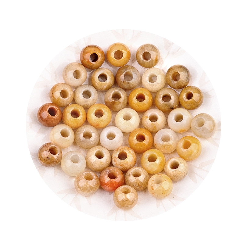 Big Hole Loose Round Gemstone Beads for Making Jewelry
