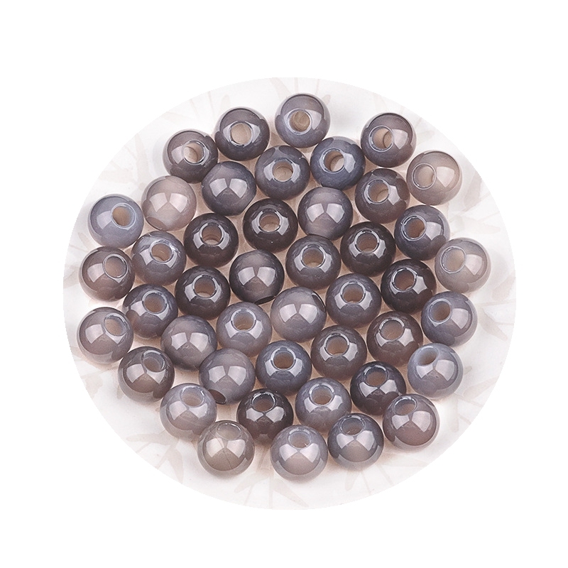 5MM Big Hole Loose 14MM Round Gemstone Beads for Making Jewelry