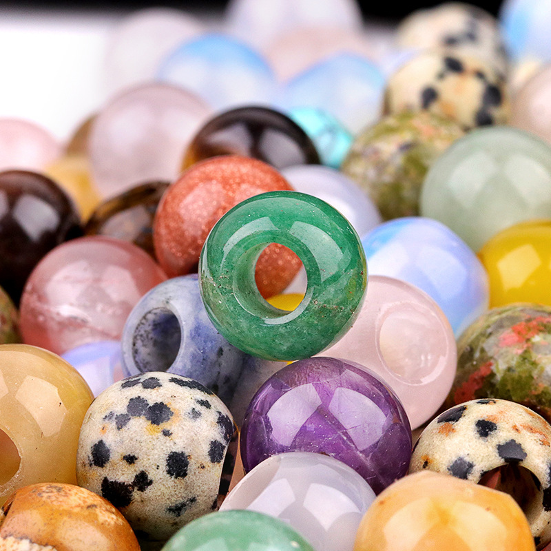 Big Hole Loose Round Gemstone Beads for Making Jewelry
