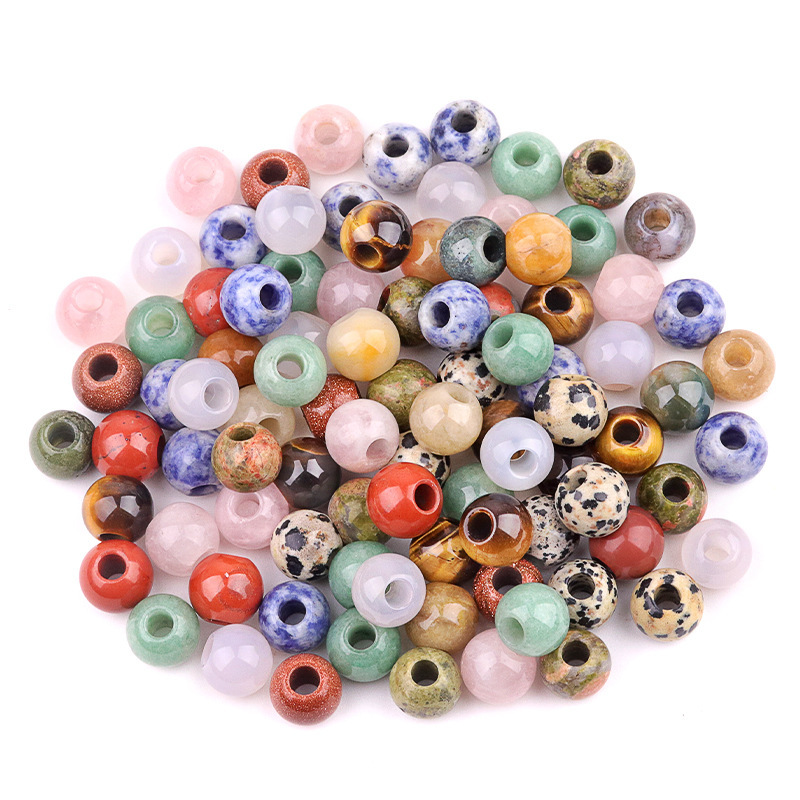 Big Hole Loose Round Gemstone Beads for Making Jewelry