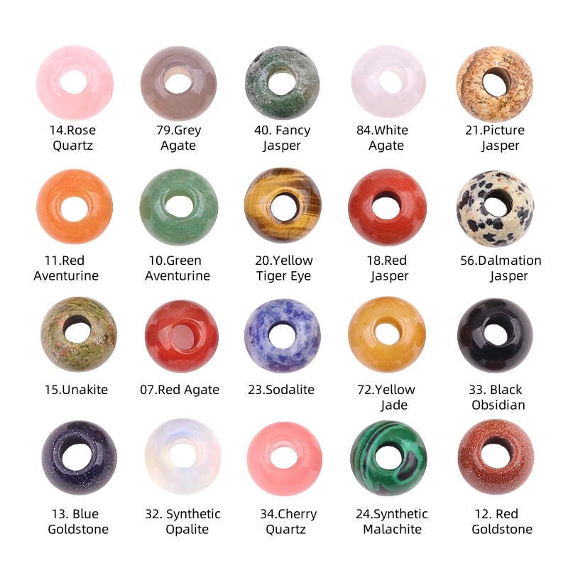 Big Hole Loose Round Gemstone Beads for Making Jewelry