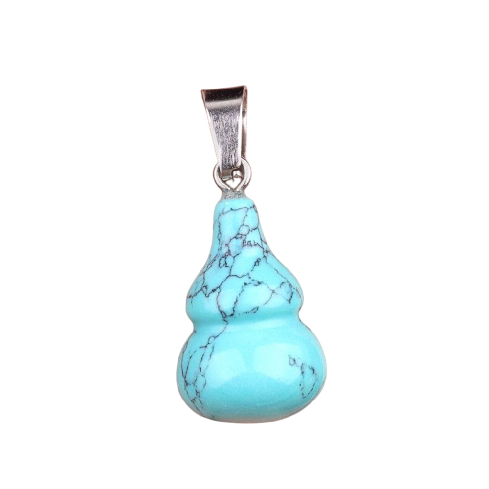 13X20MM Handmade Carved Mini Gourd Stone Pendant for Making Jewelry Silver Clasp