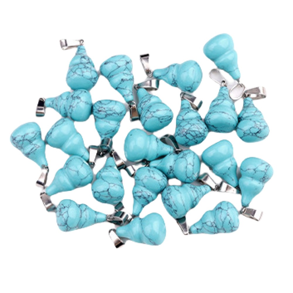 13X20MM Handmade Carved Mini Gourd Stone Pendant for Making Jewelry Silver Clasp