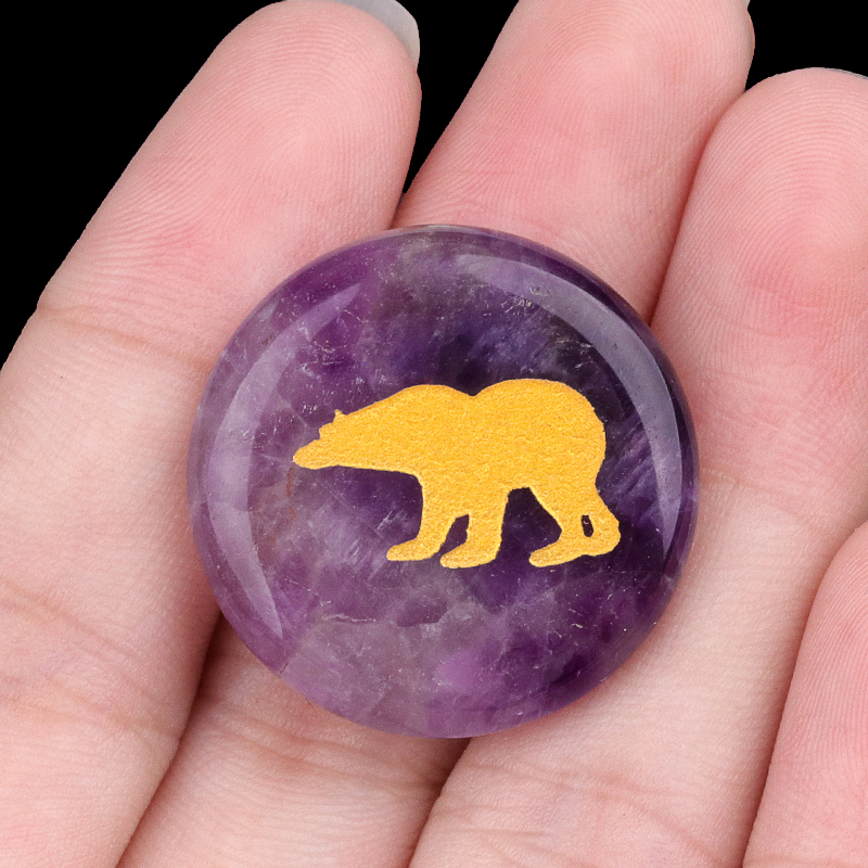 Gemstone 25MM Circular Disc Ornament Handmade Craved Pattern-AIM For Home Decor