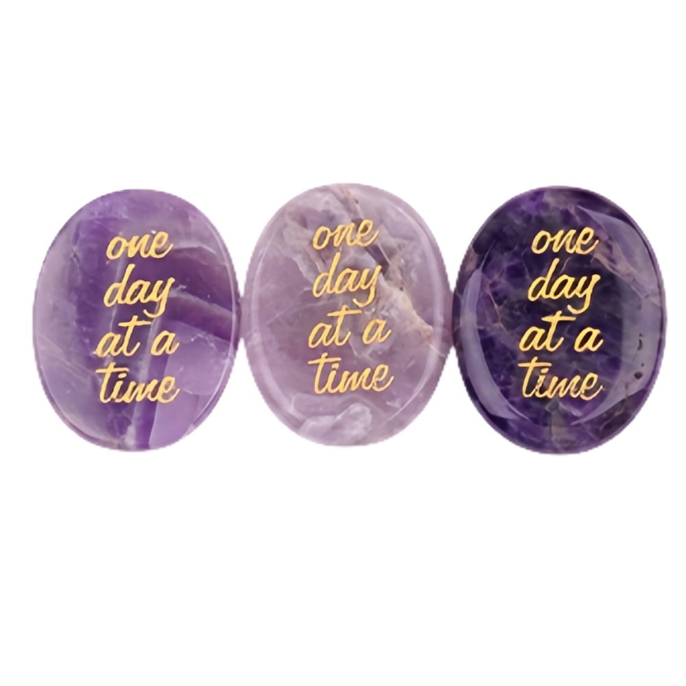 "one day at a time" Thumb Worry Stone for Anxiety Stress Relief Meditation Home Decor