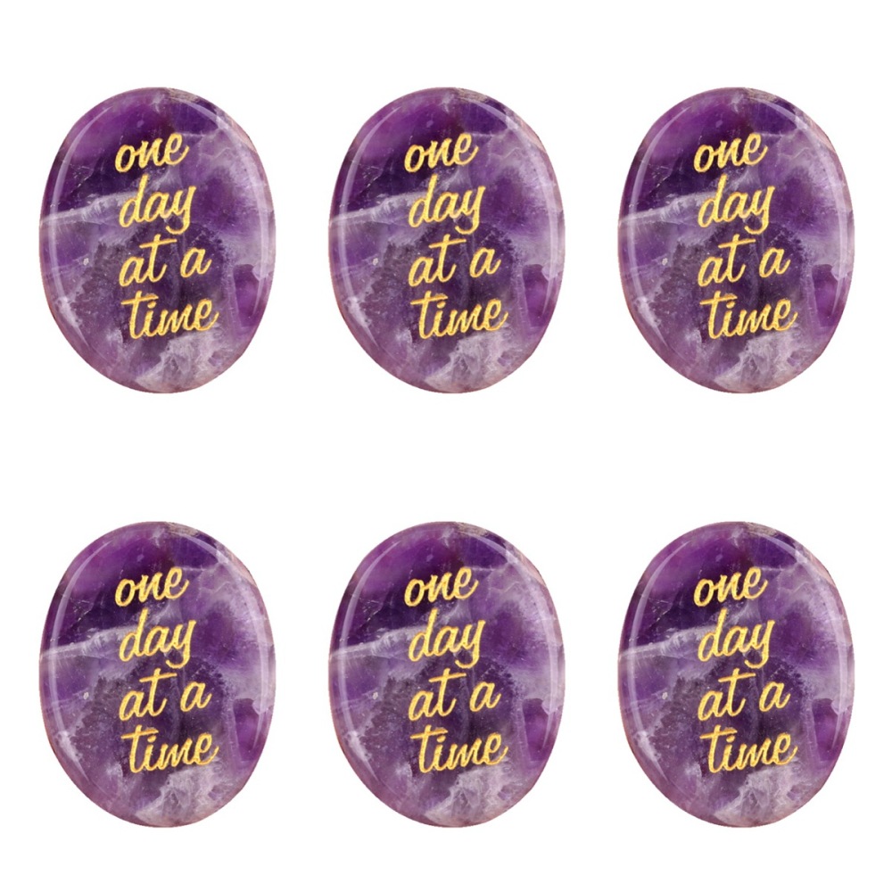 "one day at a time" Thumb Worry Stone for Anxiety Stress Relief Meditation Home Decor