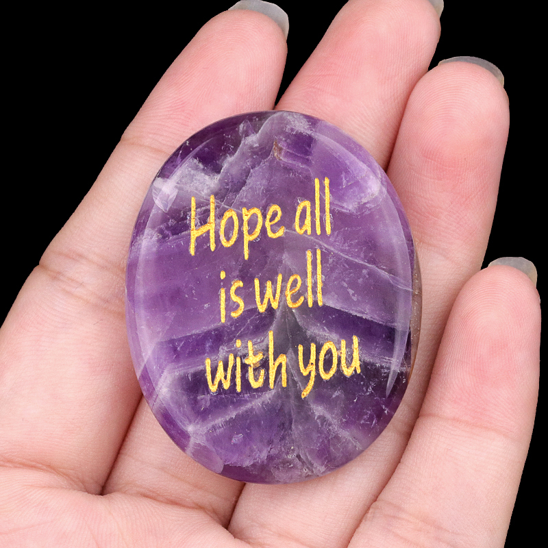 "Hope all is well with you" Thumb Worry Stone for Anxiety Stress Relief Meditation Home Decor