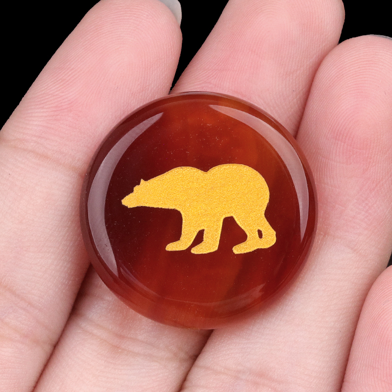 Gemstone 25MM Circular Disc Ornament Handmade Craved Pattern-AIM For Home Decor