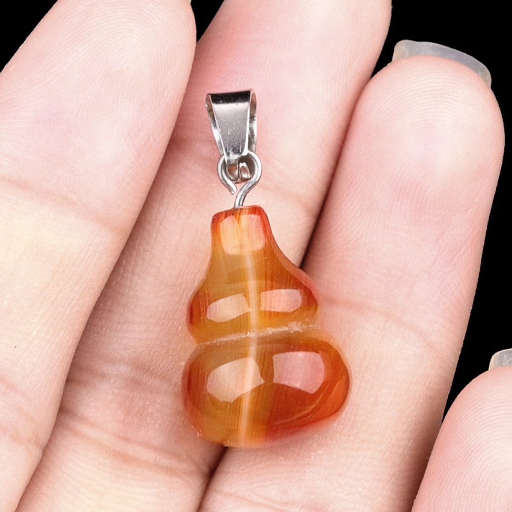 13X20MM Handmade Carved Mini Gourd Stone Pendant for Making Jewelry Silver Clasp