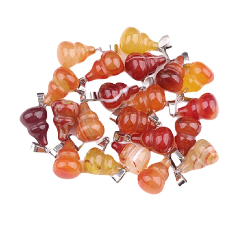 13X20MM Handmade Carved Mini Gourd Stone Pendant for Making Jewelry Silver Clasp