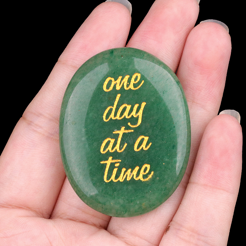 "one day at a time" Thumb Worry Stone for Anxiety Stress Relief Meditation Home Decor
