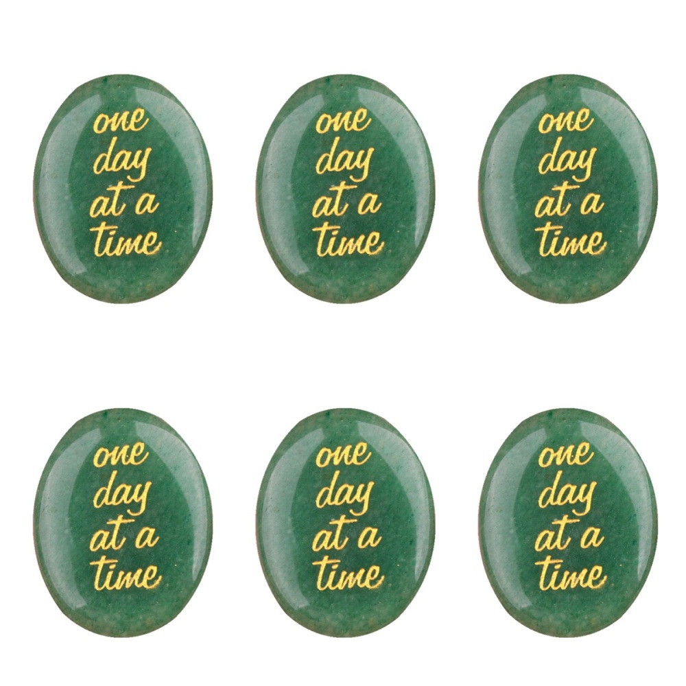 "one day at a time" Thumb Worry Stone for Anxiety Stress Relief Meditation Home Decor