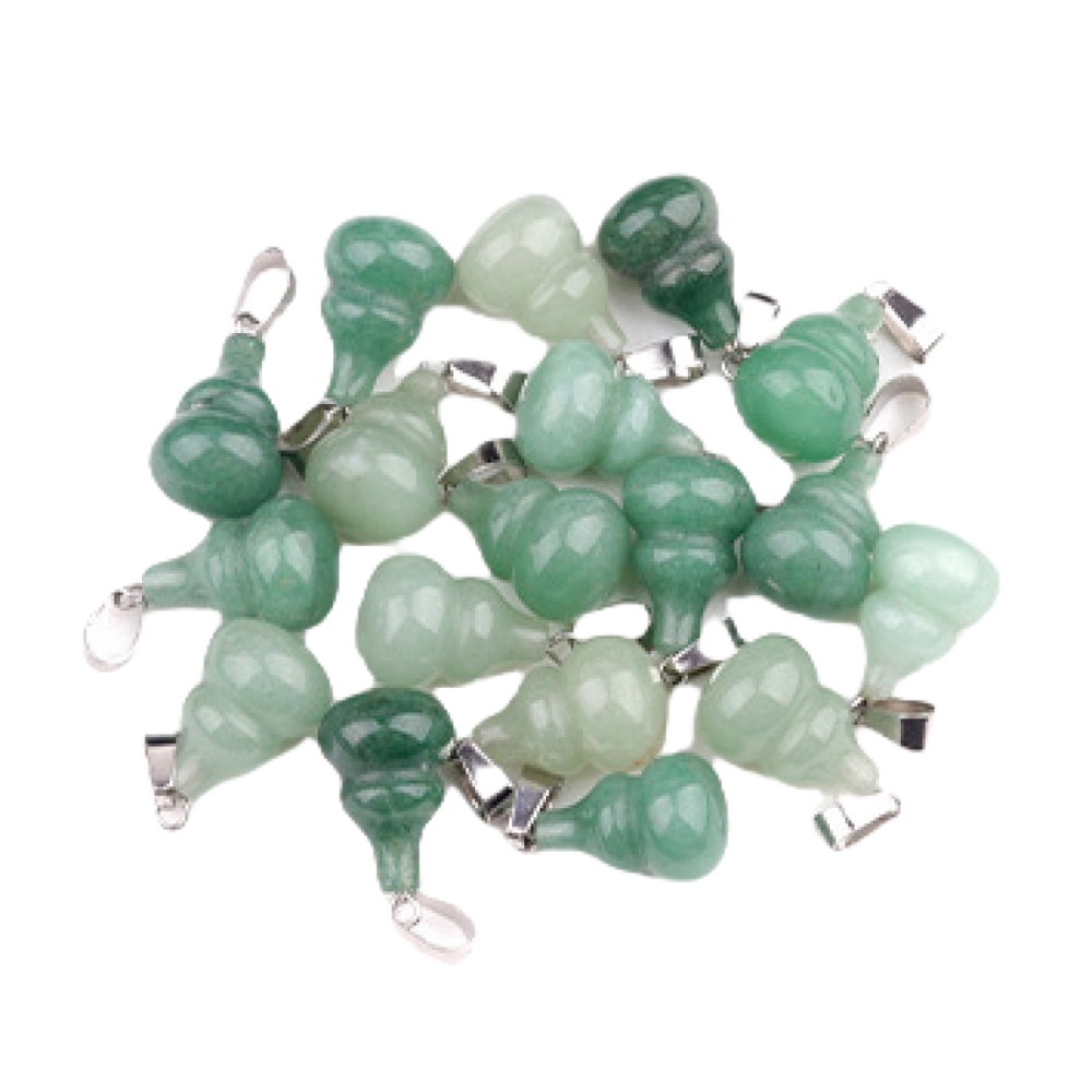 13X20MM Handmade Carved Mini Gourd Stone Pendant for Making Jewelry Silver Clasp
