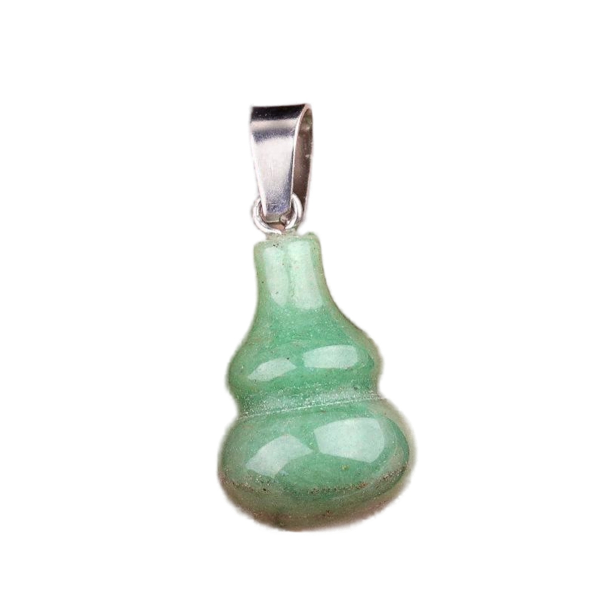 18x30MM Handmade Carved Mini Gourd Stone Pendant for Making Jewelry Silver Clasp