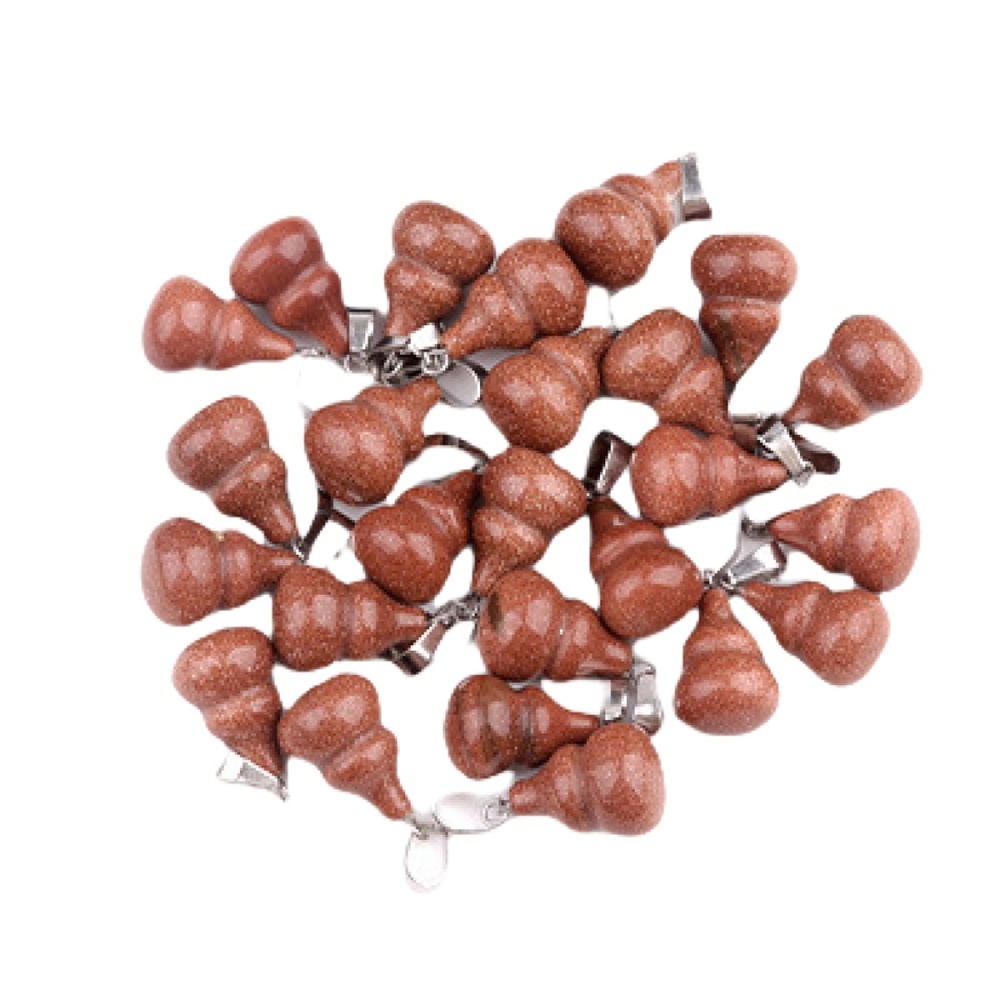 13X20MM Handmade Carved Mini Gourd Stone Pendant for Making Jewelry Silver Clasp