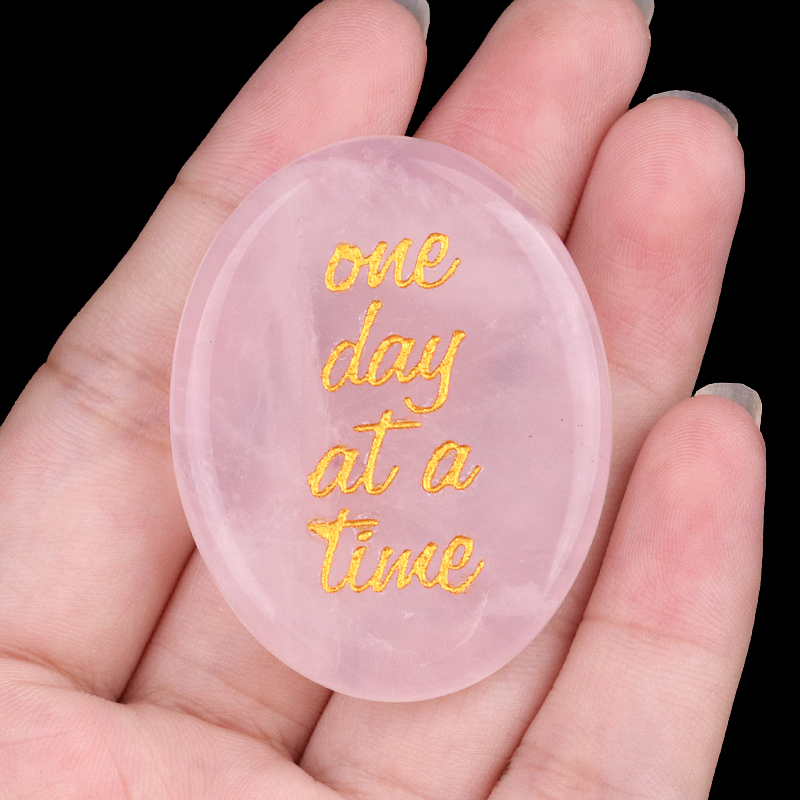 "one day at a time" Thumb Worry Stone for Anxiety Stress Relief Meditation Home Decor