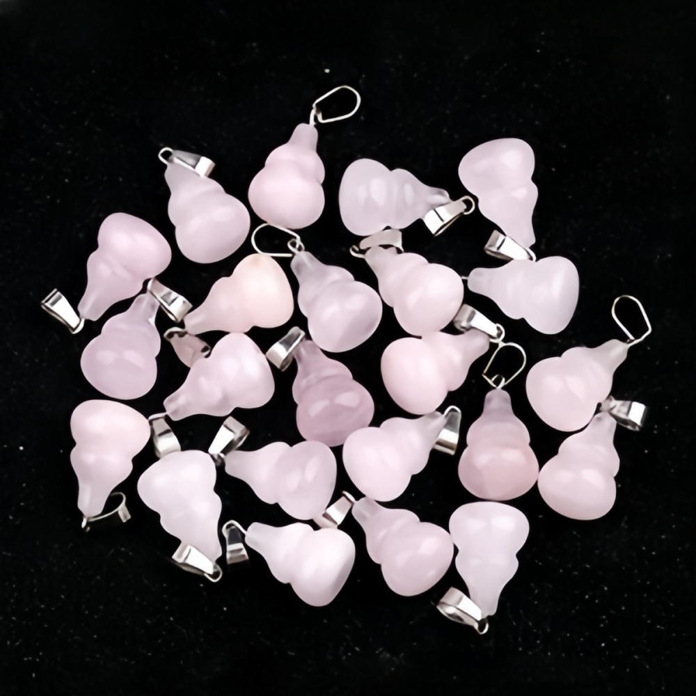 13X20MM Handmade Carved Mini Gourd Stone Pendant for Making Jewelry Silver Clasp