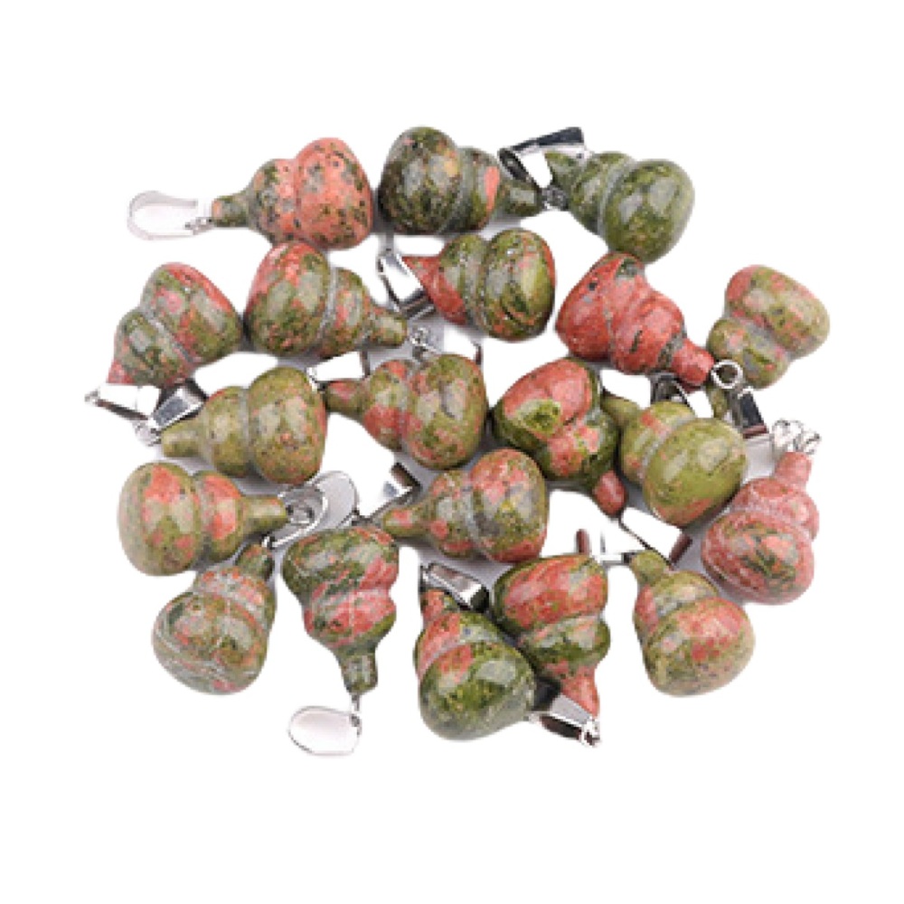 13X20MM Handmade Carved Mini Gourd Stone Pendant for Making Jewelry Silver Clasp
