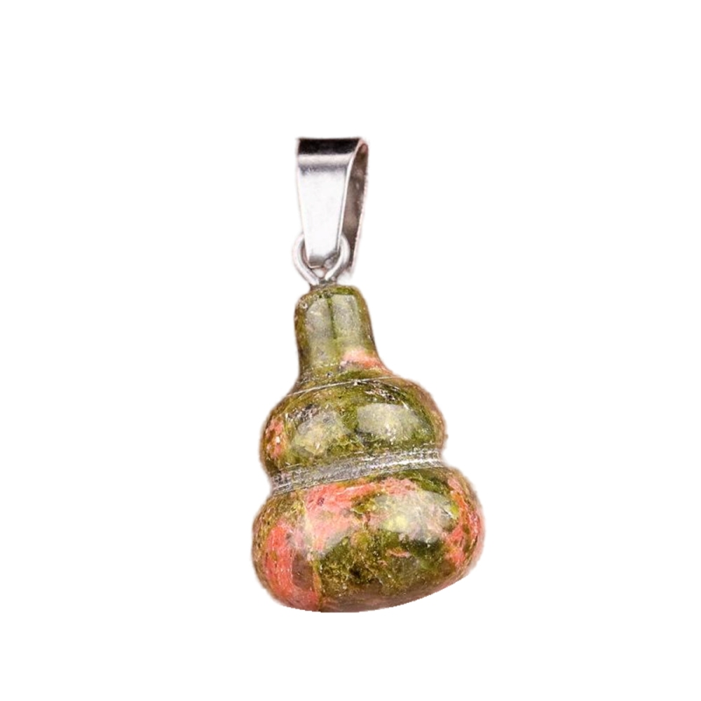 18x30MM Handmade Carved Mini Gourd Stone Pendant for Making Jewelry Silver Clasp