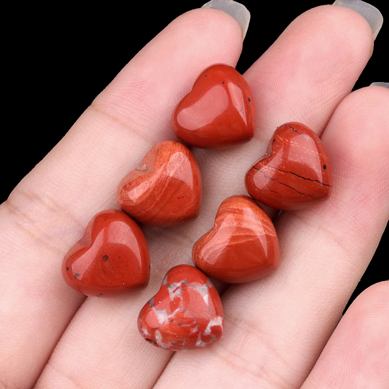 12MM Gemstone Heart  Drilled 2MM Side Hole for Making Jewelry