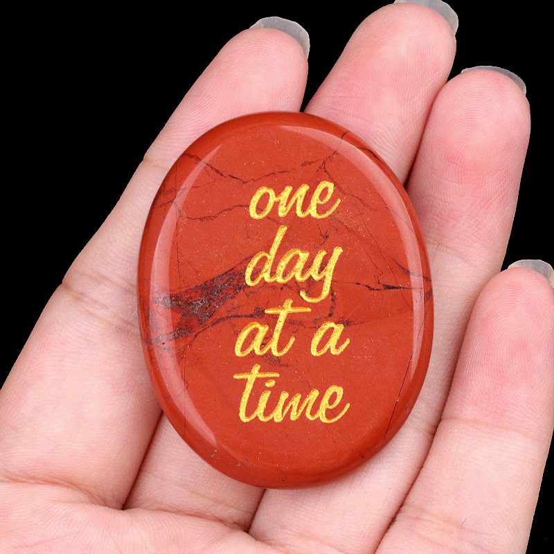 "one day at a time" Thumb Worry Stone for Anxiety Stress Relief Meditation Home Decor