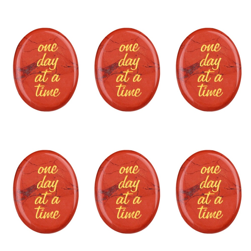 "one day at a time" Thumb Worry Stone for Anxiety Stress Relief Meditation Home Decor