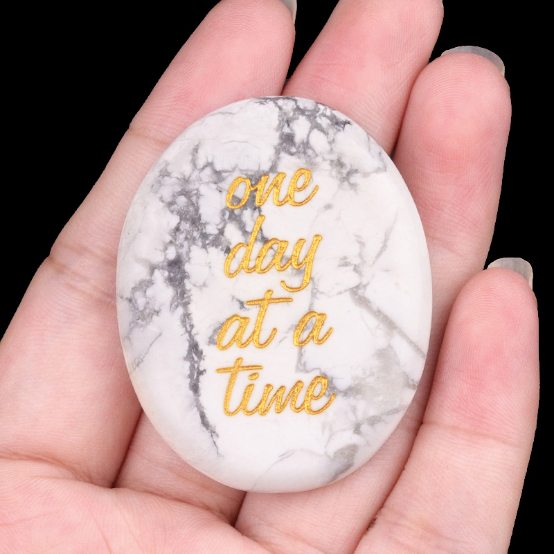 "one day at a time" Thumb Worry Stone for Anxiety Stress Relief Meditation Home Decor