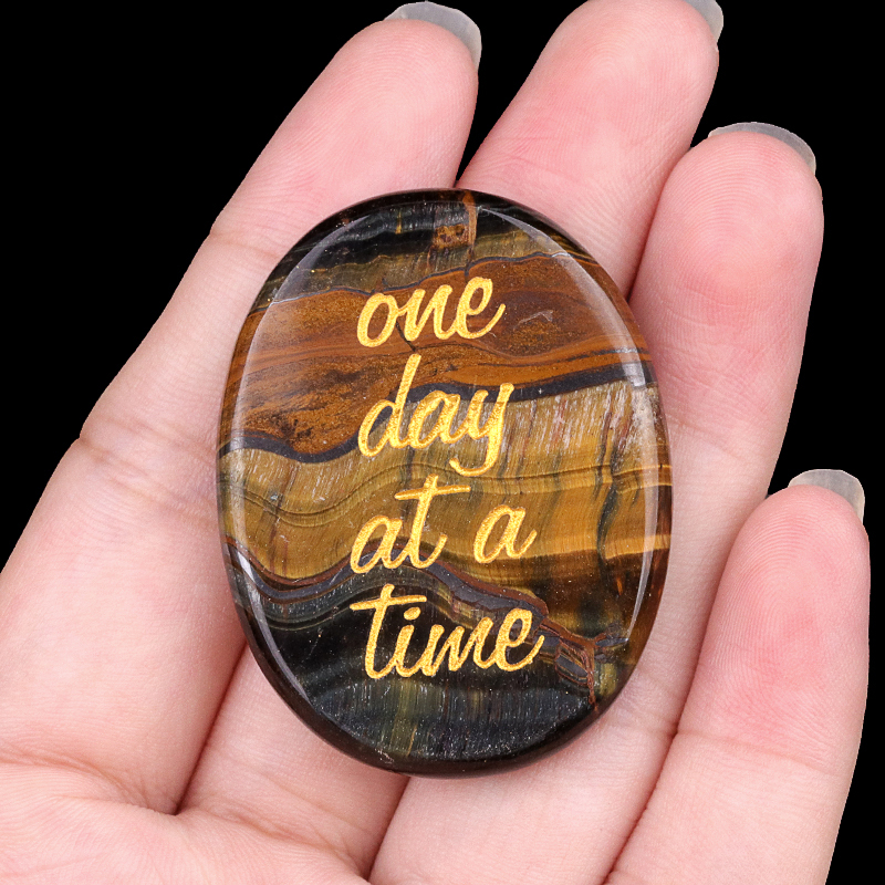 "one day at a time" Thumb Worry Stone for Anxiety Stress Relief Meditation Home Decor