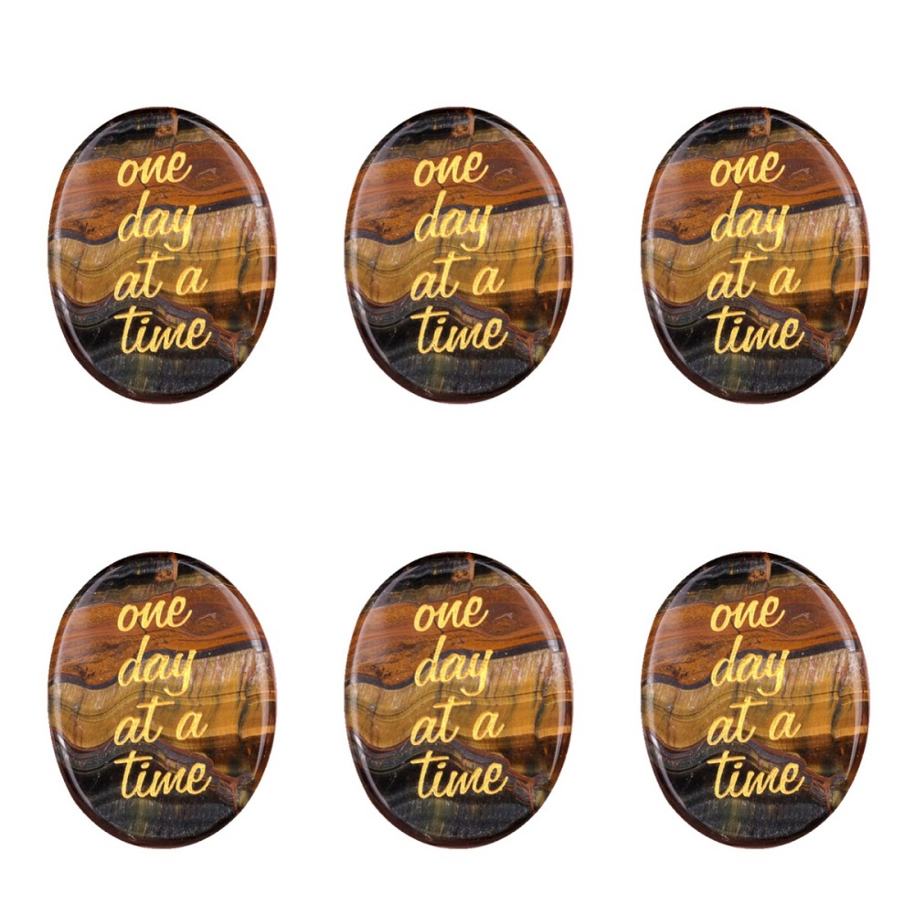 "one day at a time" Thumb Worry Stone for Anxiety Stress Relief Meditation Home Decor