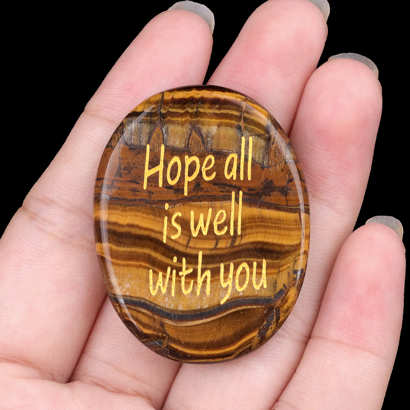 "Hope all is well with you" Thumb Worry Stone for Anxiety Stress Relief Meditation Home Decor