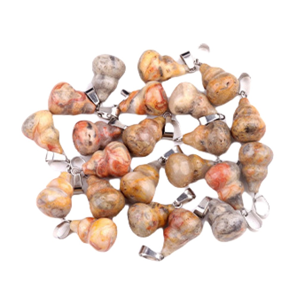 13X20MM Handmade Carved Mini Gourd Stone Pendant for Making Jewelry Silver Clasp