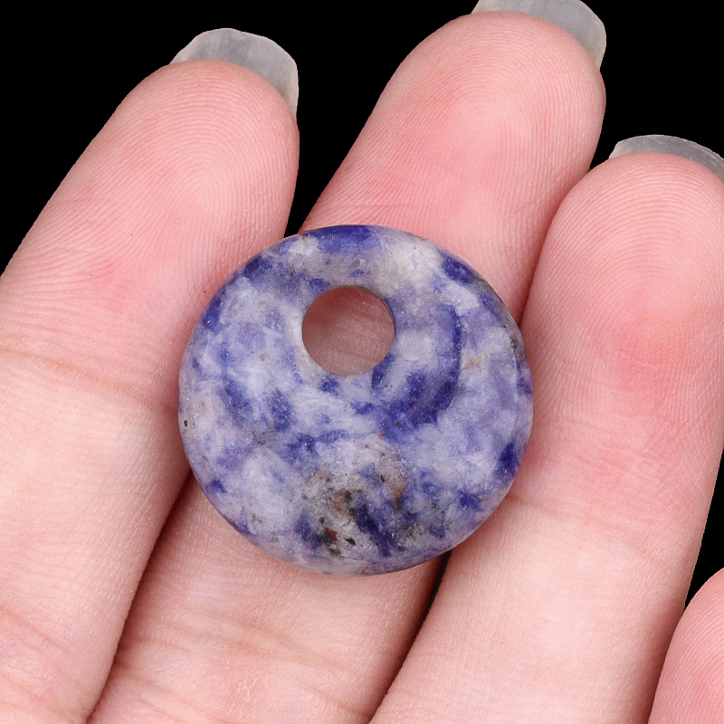 20MM Round Disc Lucky Coin Pingan Pendant for Jewelry Making Polished Crystal Amulet Peace Circle Donut Stone Beads 5MM Side Hole