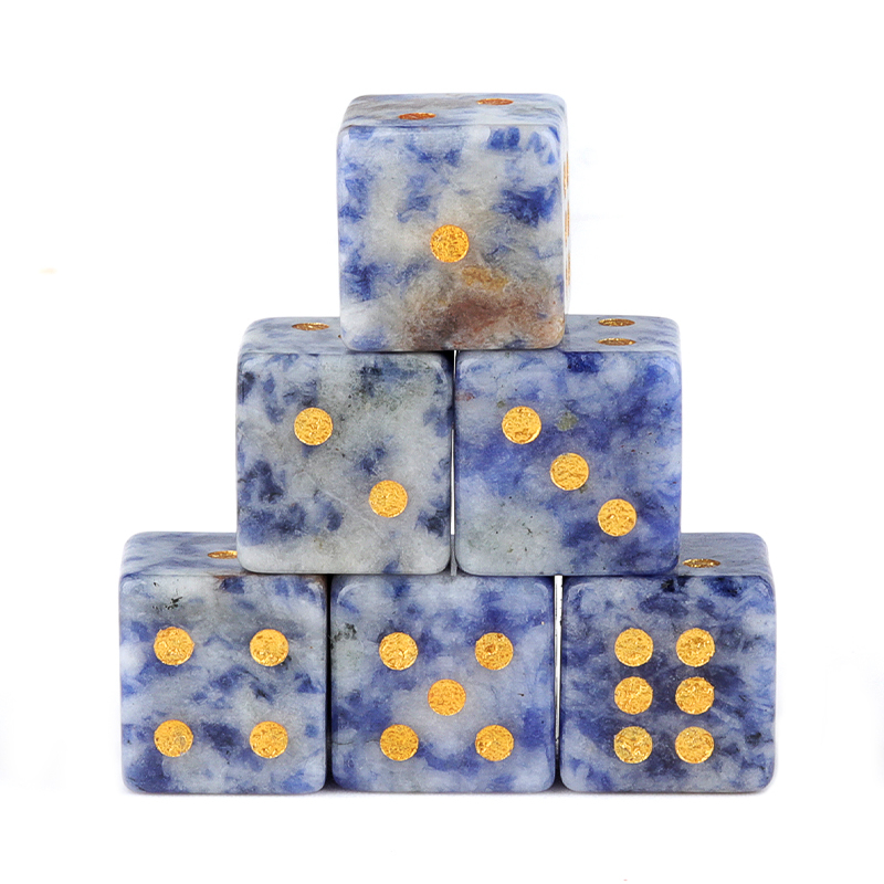 Hand Carved 16mm Gemstone Dices for Game Royal Play SP1099G Natural Stone Crystal Cube Beads