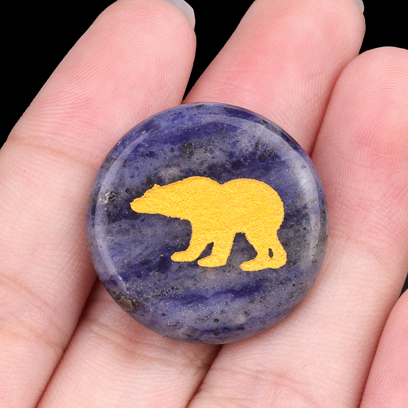 Gemstone 25MM Circular Disc Ornament Handmade Craved Pattern-AIM For Home Decor
