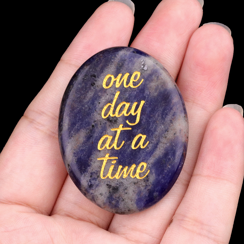 "one day at a time" Thumb Worry Stone for Anxiety Stress Relief Meditation Home Decor