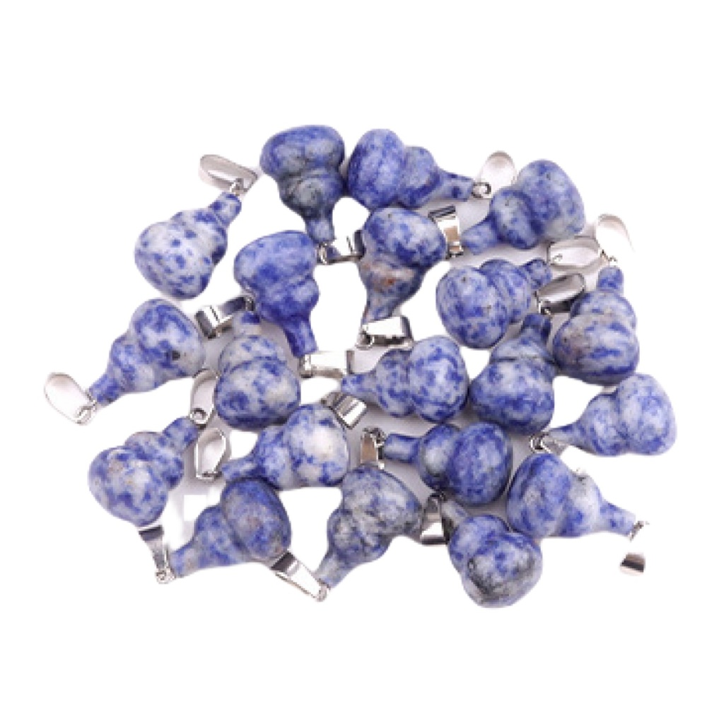13X20MM Handmade Carved Mini Gourd Stone Pendant for Making Jewelry Silver Clasp