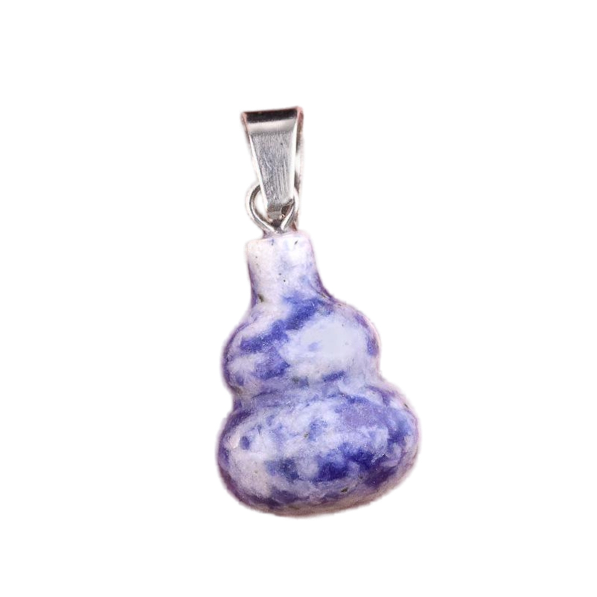 18x30MM Handmade Carved Mini Gourd Stone Pendant for Making Jewelry Silver Clasp