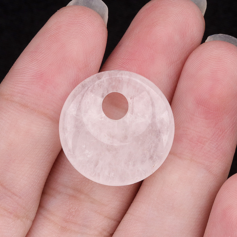 20MM Round Disc Lucky Coin Pingan Pendant for Jewelry Making Polished Crystal Amulet Peace Circle Donut Stone Beads 5MM Side Hole