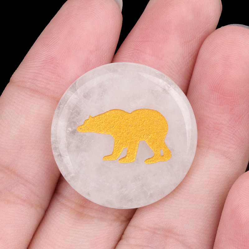 Gemstone 25MM Circular Disc Ornament Handmade Craved Pattern-AIM For Home Decor