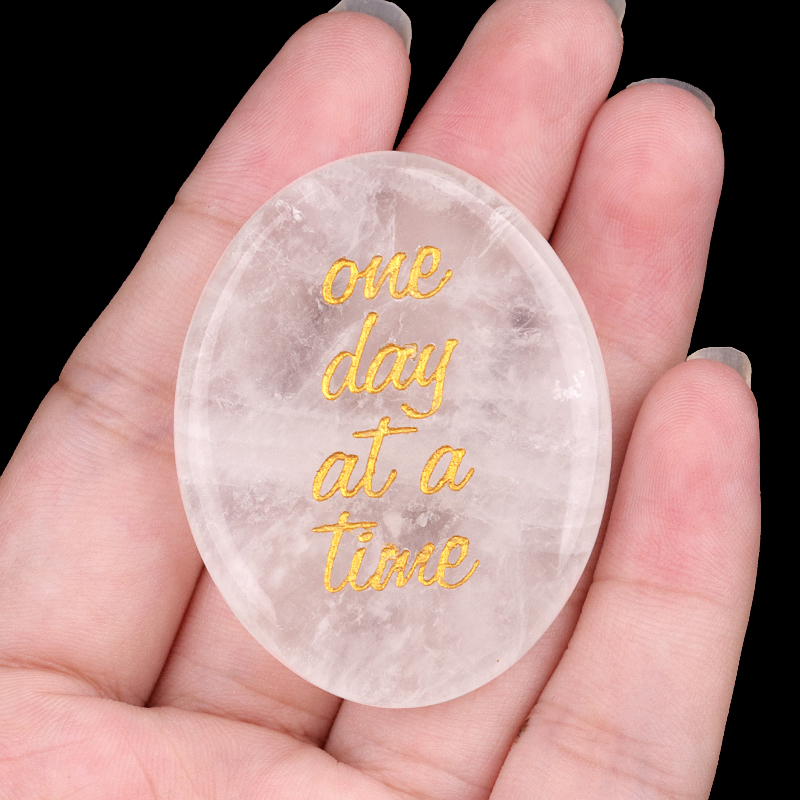 "one day at a time" Thumb Worry Stone for Anxiety Stress Relief Meditation Home Decor