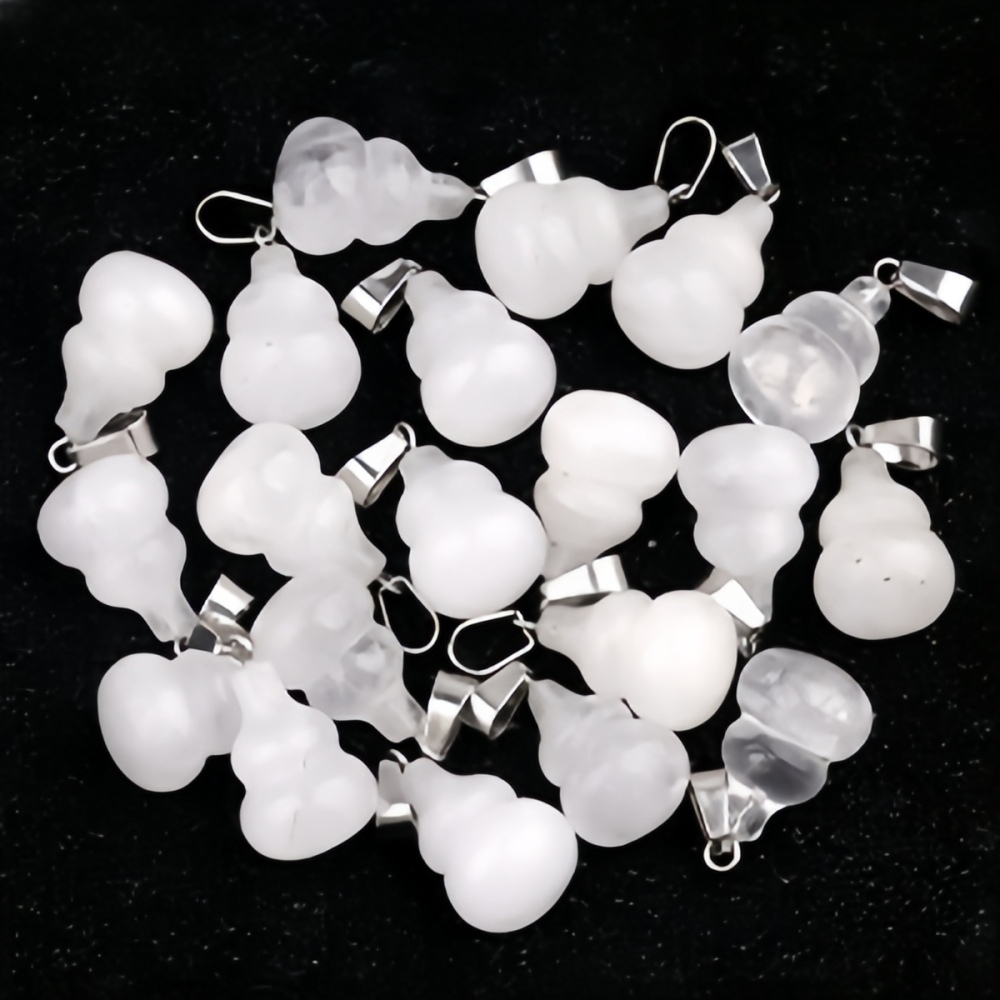 13X20MM Handmade Carved Mini Gourd Stone Pendant for Making Jewelry Silver Clasp